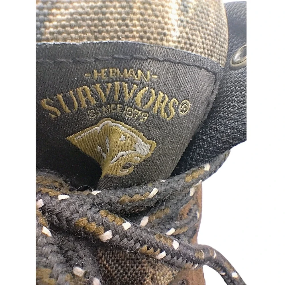 Survivors Mens Waterproof Hiking Boots Camo Brown‎ Leather Upper Size 9.5 W